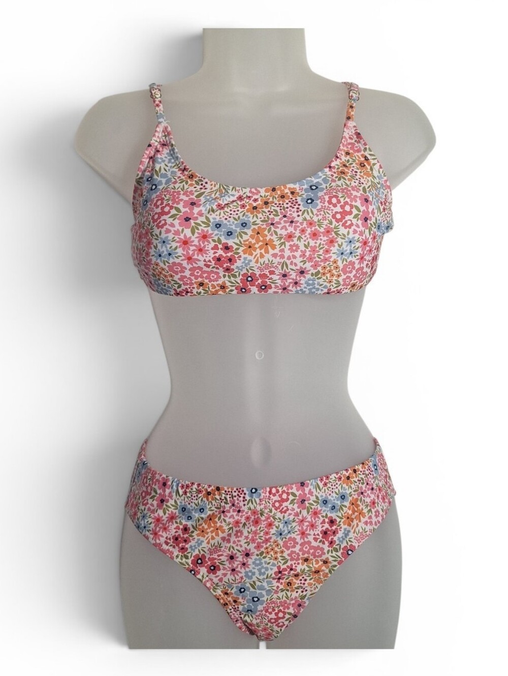 Sweaty Rocks Bikini Set Ditsy Floral Print High Cut Bathing Suit Small Womens